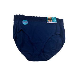 Vanity Fair Women's Size 6 Medium Panty Brief Lace Waistband Blue 13396 New